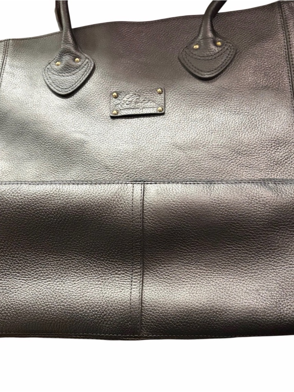 Vintage L.L. Bean Pewter Grey Large Pebbled Leather Tote Bag Carryall HTF - Picture 4 of 8